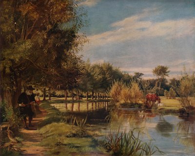 Izaak Walton釣り：1938年、コルネのほとりで夏の日 作： Edward Matthew Ward