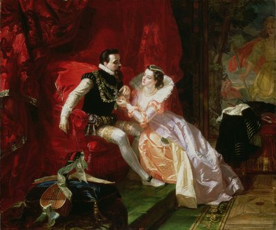 カマーホールでのレスターとエイミーロブサート、1866 作： Edward Matthew Ward