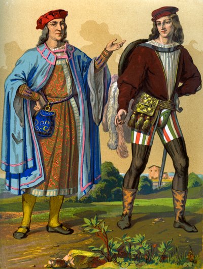 1450年の英国の廷臣および1500年の1849年の英国の紳士。 作： Edward May