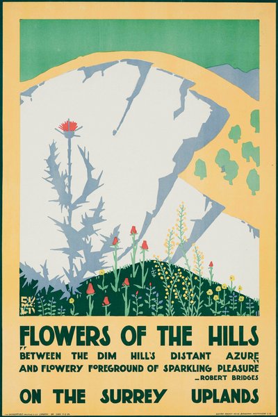 丘の花、サリー高原にて 作： Edward McKnight Kauffer