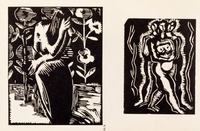 習作、7人のアーティストによる木版画を収録した一巻の挿絵、オメガ・ワークショップズ社刊、ロンドン 作： Edward McKnight Kauffer