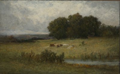 小川近くの牛の明るい光景 作： Edward Mitchell Bannister