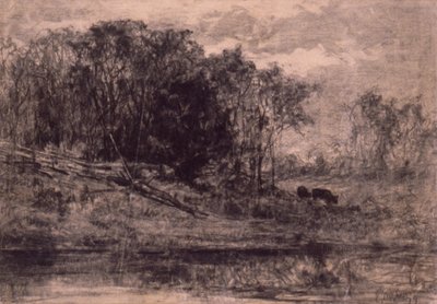 森の中の牛 作： Edward Mitchell Bannister