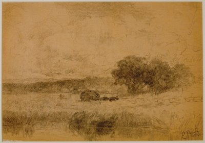 風景、森 (#13) ｃ． 1880年（紙にグラファイト） 作： Edward Mitchell Bannister