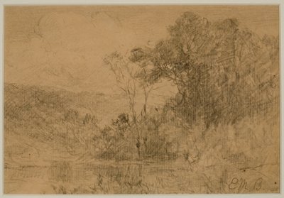 風景、森 (#36) ｃ． 1880年代（紙にグラファイト） 作： Edward Mitchell Bannister