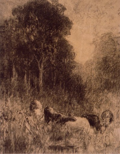牛のいる風景 作： Edward Mitchell Bannister
