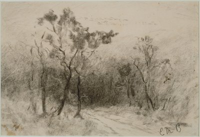 パスのある風景（＃51）、c。 1880年代（紙に木炭） 作： Edward Mitchell Bannister