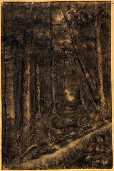 森の中の小道のある風景 作： Edward Mitchell Bannister