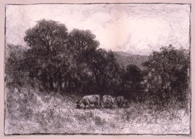 3頭の牛のいる風景 作： Edward Mitchell Bannister
