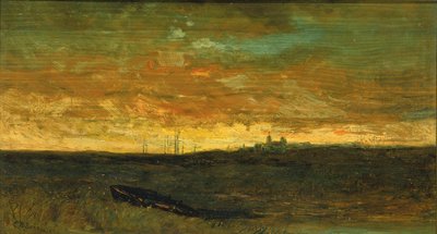 サンセットシーン、カリフォルニア州。 1875-1885。 作： Edward Mitchell Bannister