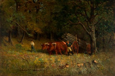 無題（牛を連れた少年と男性） 作： Edward Mitchell Bannister