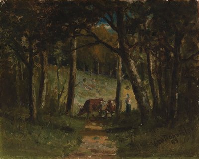 無題 (森の中の道を行く牛) 作： Edward Mitchell Bannister