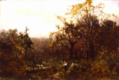 無題（風景--木を運ぶ女性） 作： Edward Mitchell Bannister