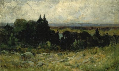 無題（風景、岩と木のある野原） 作： Edward Mitchell Bannister