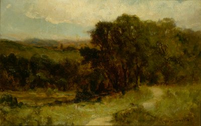 無題（小川と木々のそばの道路のある風景） 作： Edward Mitchell Bannister