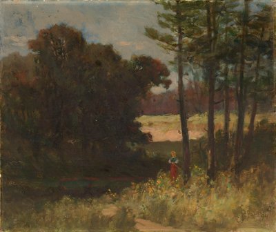 無題（木々と女性のいる風景） 作： Edward Mitchell Bannister