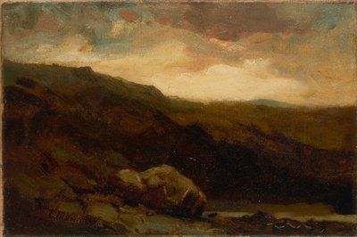 無題（前景に岩と小川のある山の風景） 作： Edward Mitchell Bannister
