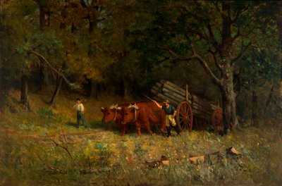 無題の少年と牛を連れた男、1891年。 作： Edward Mitchell Bannister