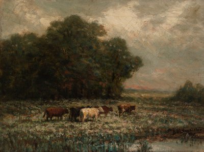 無題の牛の放牧風景、1897年。 作： Edward Mitchell Bannister