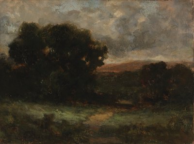 牧草地と木々のある無題の風景、n.d. 作： Edward Mitchell Bannister