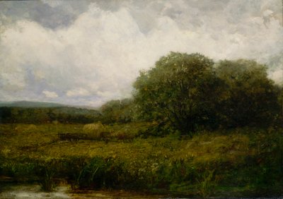 牛と干し草車が橋を渡る無題の風景、n.d. 作： Edward Mitchell Bannister
