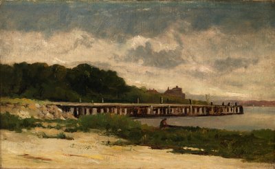 桟橋のある無題の風景、n.d. 作： Edward Mitchell Bannister