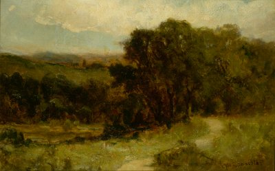 小川と木々の近くに道路がある無題の風景、n.d. 作： Edward Mitchell Bannister