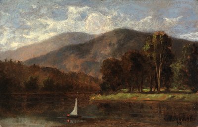 川に浮かぶ無題の帆船、1876 年。 作： Edward Mitchell Bannister
