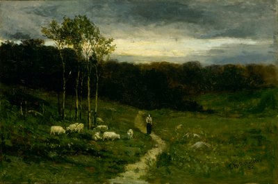 小道を歩く女性 作： Edward Mitchell Bannister