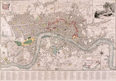ロンドンの地図、1797 年 作： Edward Mogg