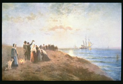 巡礼者たちの船出」（油彩・キャンバス 作： Edward Moran