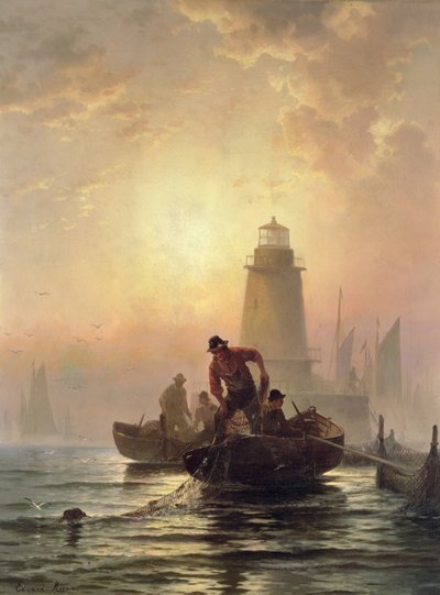 魚の池、オリエントベイ、ロングアイランド 作： Edward Moran