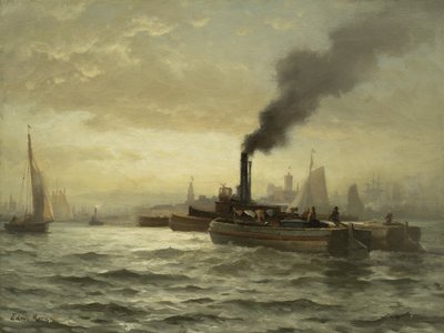ニューヨークハーバー、ニューヨーク、1880 作： Edward Moran