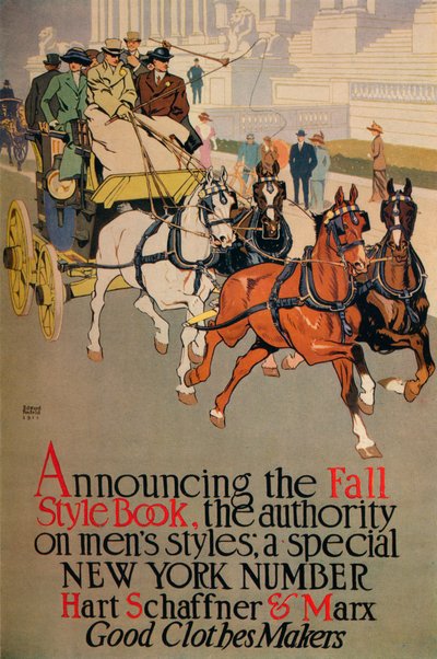 1911年秋のスタイルブックのメンズファッション誌の表紙 作： Edward Penfield