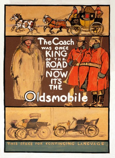 Oldsmbile、パブの広告。 1910 作： Edward Penfield