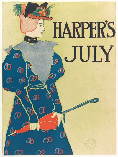 ハーパーの新しい月刊誌の広告ポスター、1896年7月、1896年発行 作： Edward Penfield