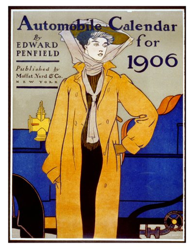 1906年の自動車カレンダー（リトグラフ 作： Edward Penfield