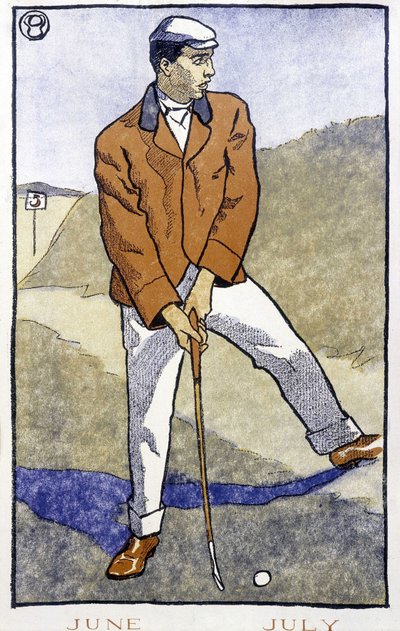 ゴルフプレイヤー - エドワード・ペンフィールド著「ゴルフカレンダー」に掲載 作： Edward Penfield