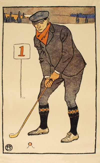 1月、1931年ゴルフカレンダー、パブからの詳細。 1931 作： Edward Penfield