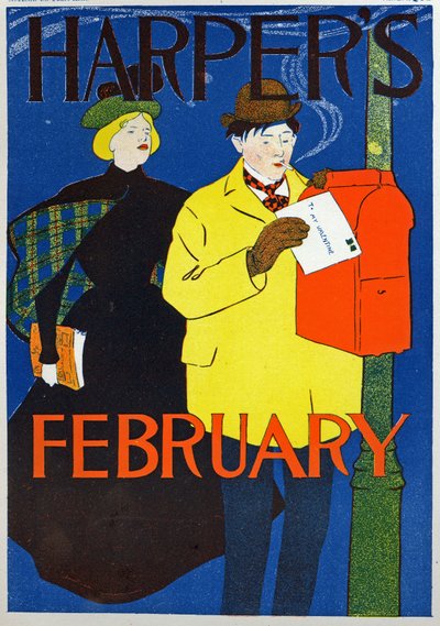 バレンタインの手紙を運ぶ男 作： Edward Penfield