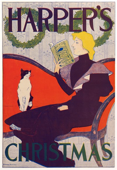 ポスター広告Harpers New Monthly Magazine、Christmas 1894（カラーリトグラフ） 作： Edward Penfield