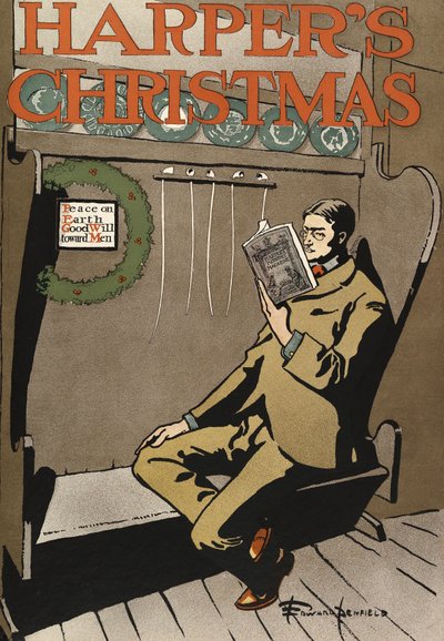 ポスター広告Harpers New 1月刊誌、クリスマス1897（カラーリトグラフ） 作： Edward Penfield