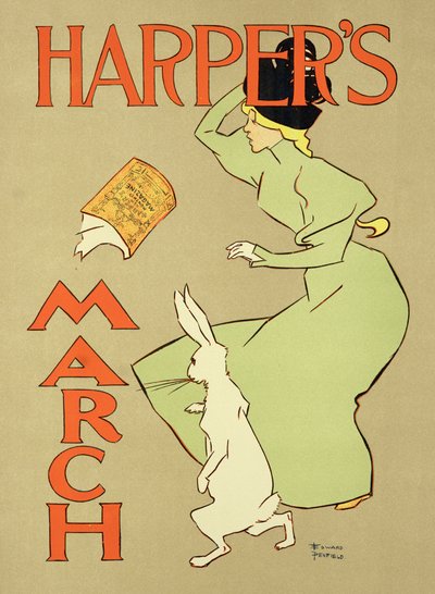 「ハーパーズマガジン3月号」のポスター広告の複製、アメリカ、1894 作： Edward Penfield