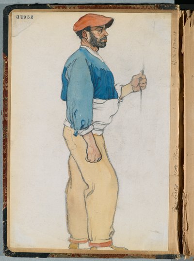 スペイン人男性のスケッチ、1906年（WCおよび紙に黒鉛） 作： Edward Penfield