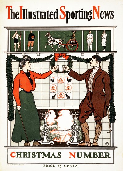 Illustrated Sporting News、クリスマス番号、1900（カラーリトグラフ） 作： Edward Penfield