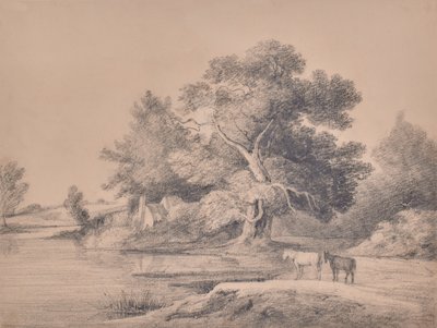 川沿いの馬のいる風景 作： Edward Pretty
