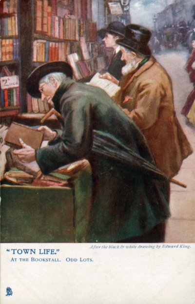 タウンライフ：書店で買い物をするお客様（カラーリトグラフ 作： Edward R. King