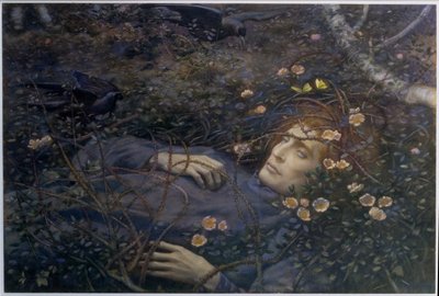 「ああ、くぼみにあるのは何ですか？」 (紙に水彩) 作： Edward Robert Hughes