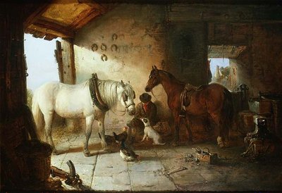 In the Forge（油彩・キャンバス 作： Edward Robert Smythe