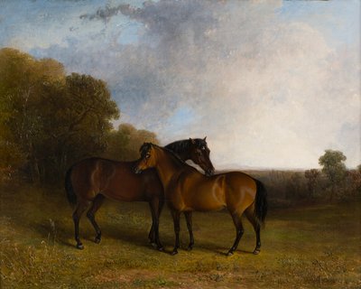 風景の中の2人のハンター、1830〜99年頃（キャンバスに油彩） 作： Edward Robert Smythe